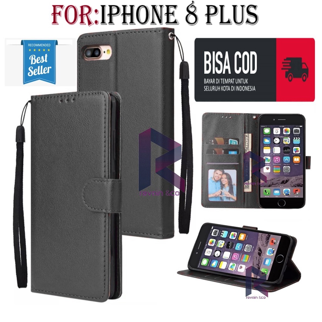 FLIP COVER IPHONE PLUS CASING FLIP WALLET LEATHER KULIT PREMIUM SARUNG  BUKA TUTUP FLIP CASE IPHONE PLUS