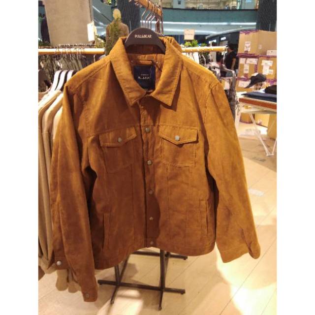 JAKET JEANS PRIA PULL AND BEAR MUSTARD BROWN