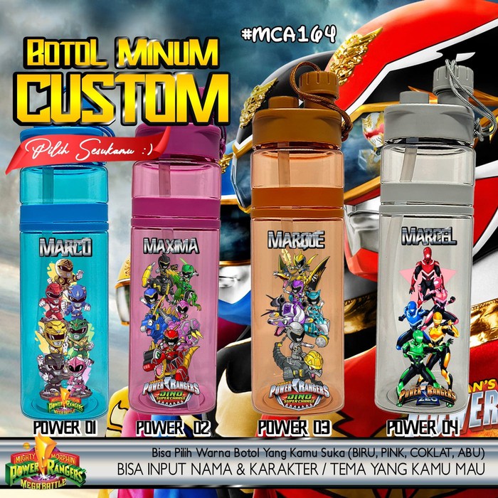 Jual Botol Minum Custom Anak tema POWER RANGERS / POWERRANGERS / POWER ...