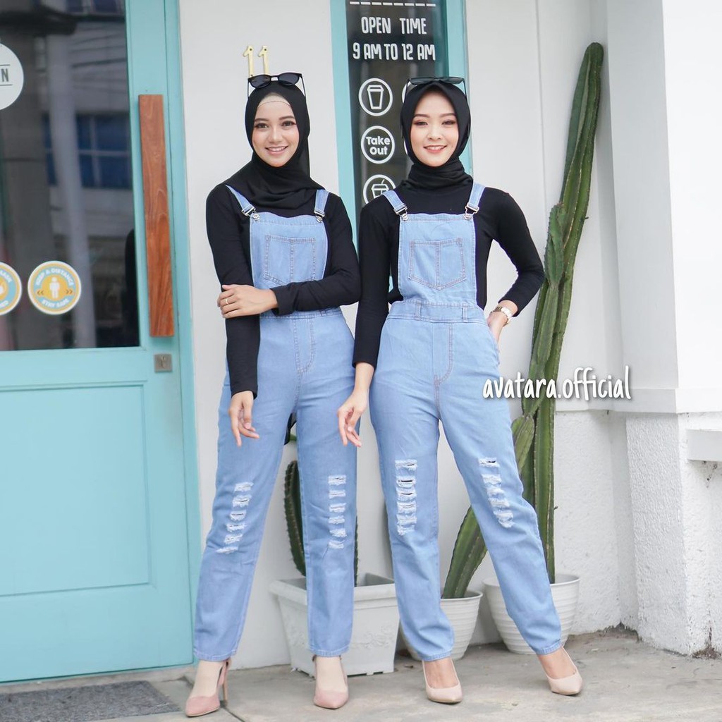 Ootd overall jeans hijab discount