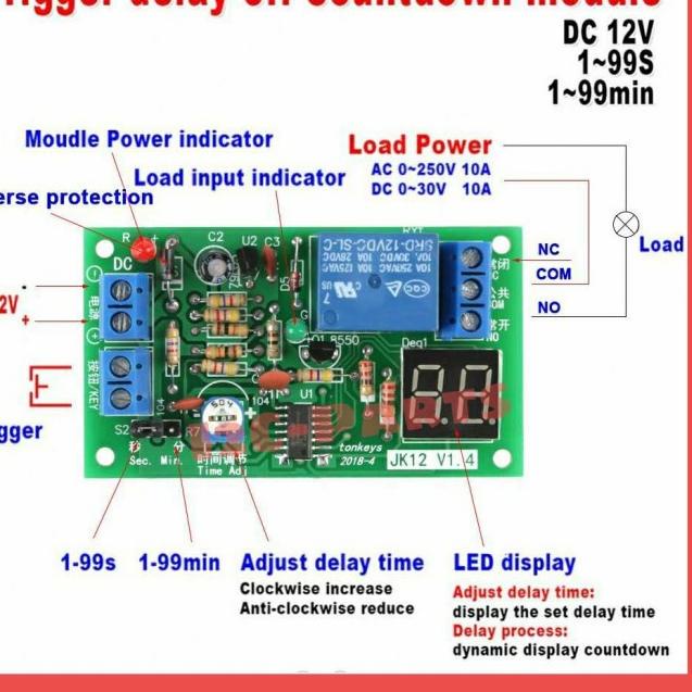 Jual GROSIR Timer Delay Trigger DC 12V OFF Relay Switch Module ...