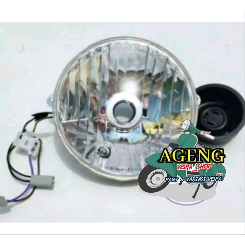 TRIOM Original Piaggio Vespa PX 125-150 New Type Front Headlight – Halogen, Homologated, Italian Made