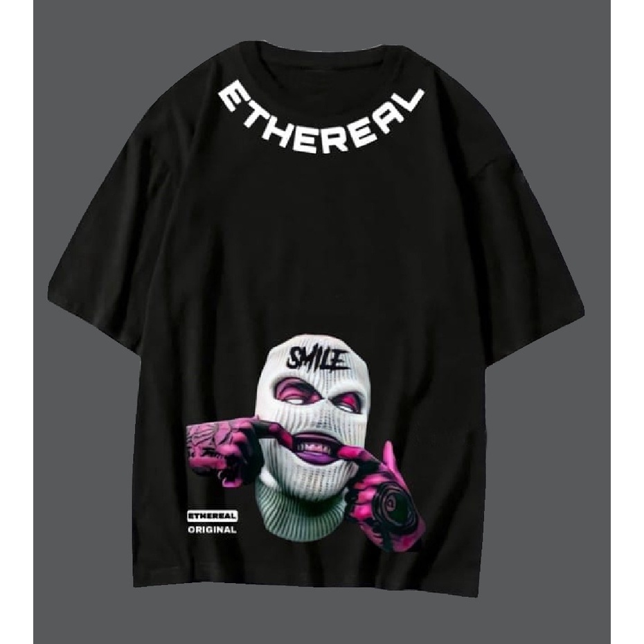 Jual GSC - ETHEREAL Kaos Oversize Shirt / Smile mask Oversized Shir-t ...