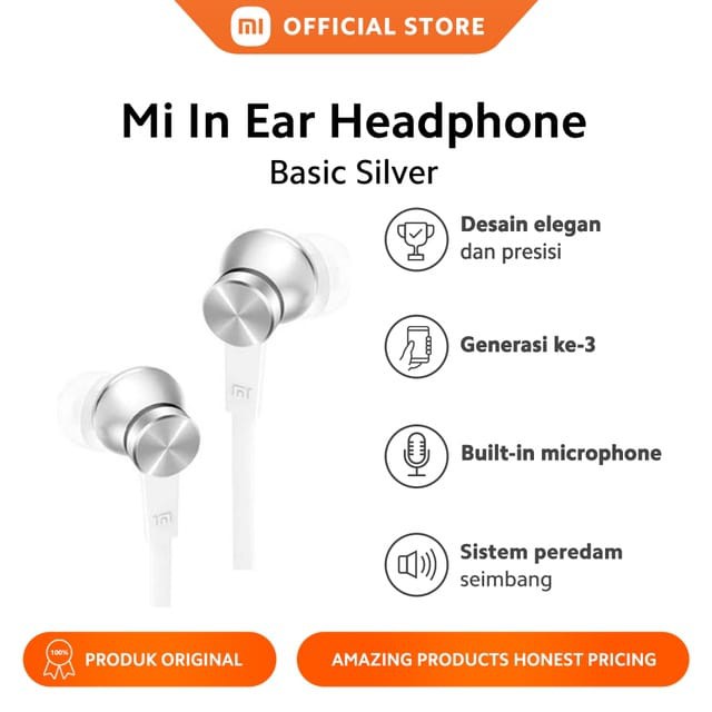 Jual [GIFT] Xiaomi Mi In-Ear Headphones Basic dengan Mic Gen 3 - Matte ...
