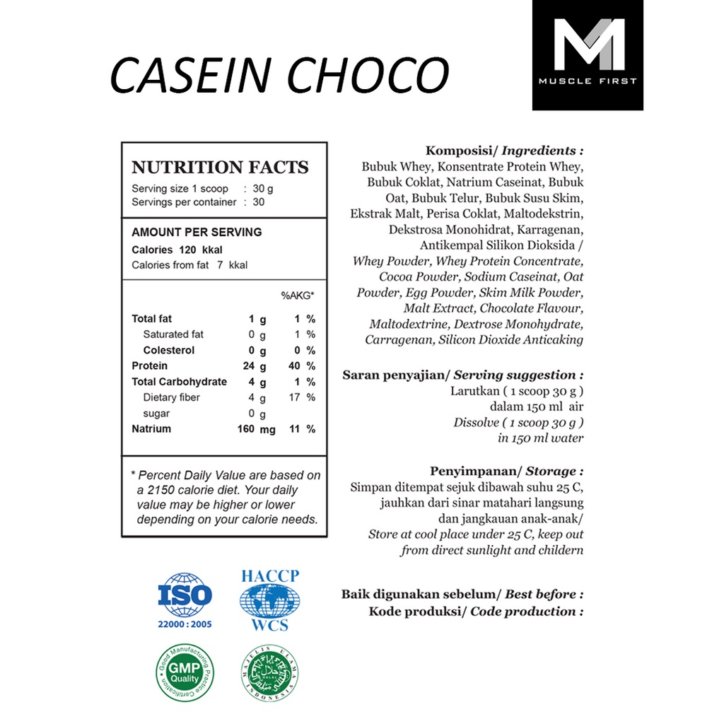 Jual M1 Muscle First Pro Gold Casein with Egg Power 2lbs Whey Casein ...