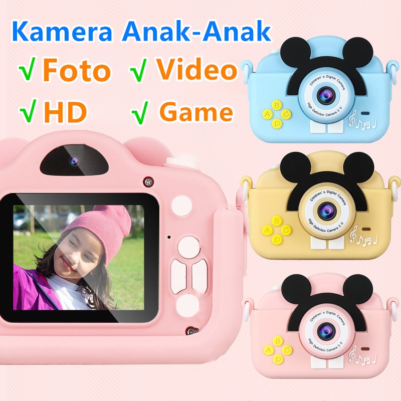 Jual Mickey HD Kamera Anak Digital Lensa Ganda Kids Camera Video 1080p