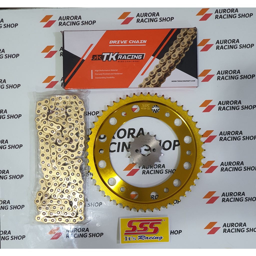 Jual GEAR SET SSS GOLD 428 HONDA CRF 150 & RANTAI TK 428 HS 140L GOLD ...