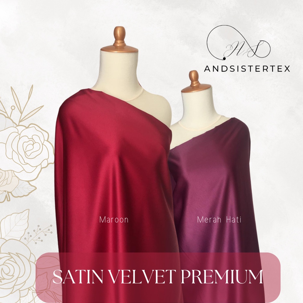 Jual Bahan Kain Satin Velvet Premium Background Backdrop Merah Hati Dan