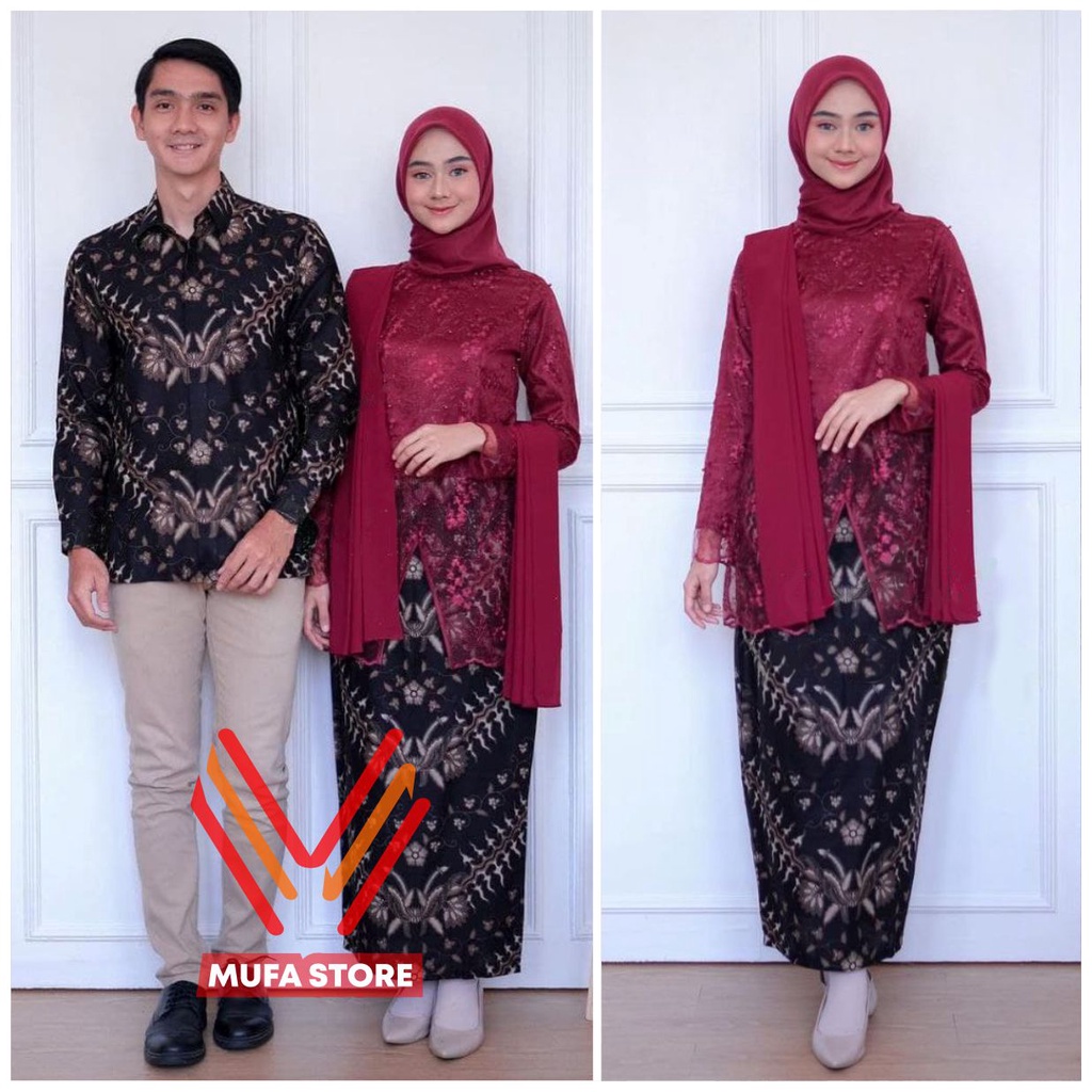 Jual Batik Couple Kebaya Modern Kebaya Tunangan Lamaran Baju Wisuda Batik Brukat Terbaru Savana4 0408