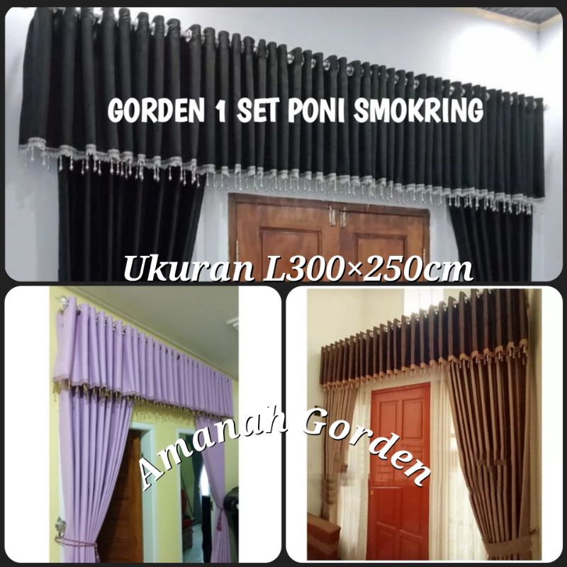 Jual 1 Set Gorden Tiray Poni Lurus Gorden Jendela Utama Ruang Tamu