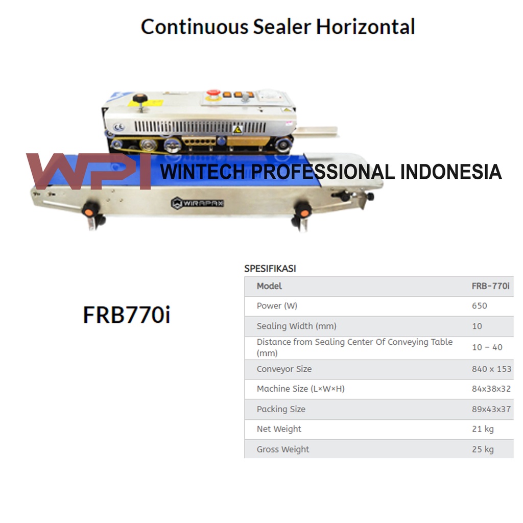 Jual Wiratech FRB770i Continuous Sealer Horizontal / MESIN PENYEGEL ...