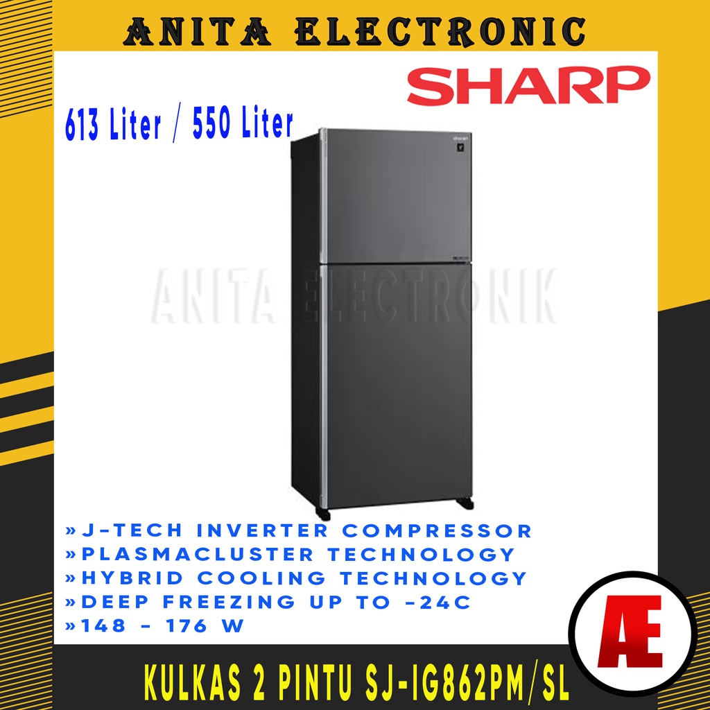 Jual KULKAS SHARP INVERTER 2 PINTU SJ-IG862PM/SL | Shopee Indonesia