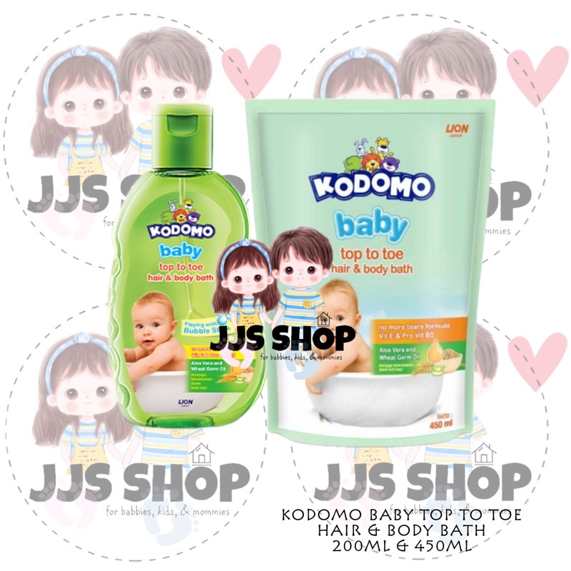 Jual KODOMO TOP TO TOE WASH HAIR & BODY BATH 2IN1 200ML 450ML | Shopee ...