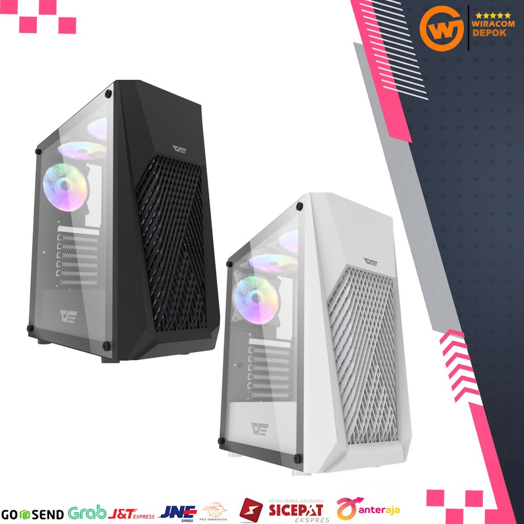 Jual DARKFLASH DK150 BLACK / WHITE ATX TEMPERED GLASS PC CASE GAMING