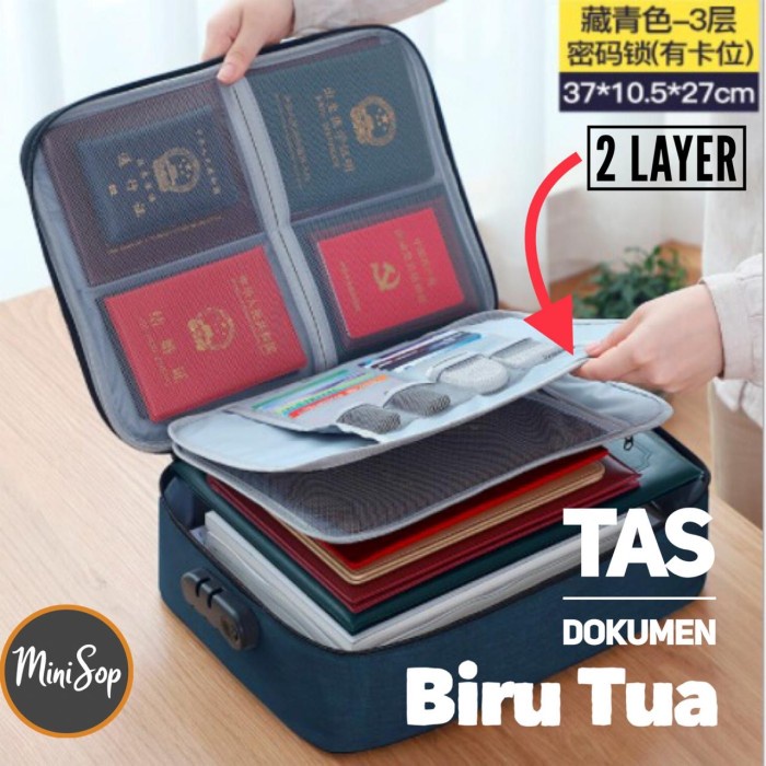 Jual Tas Dokumen Anti Air 3 Digit Angka Kunci Travel Document Bag Biru Tua Shopee Indonesia 4240