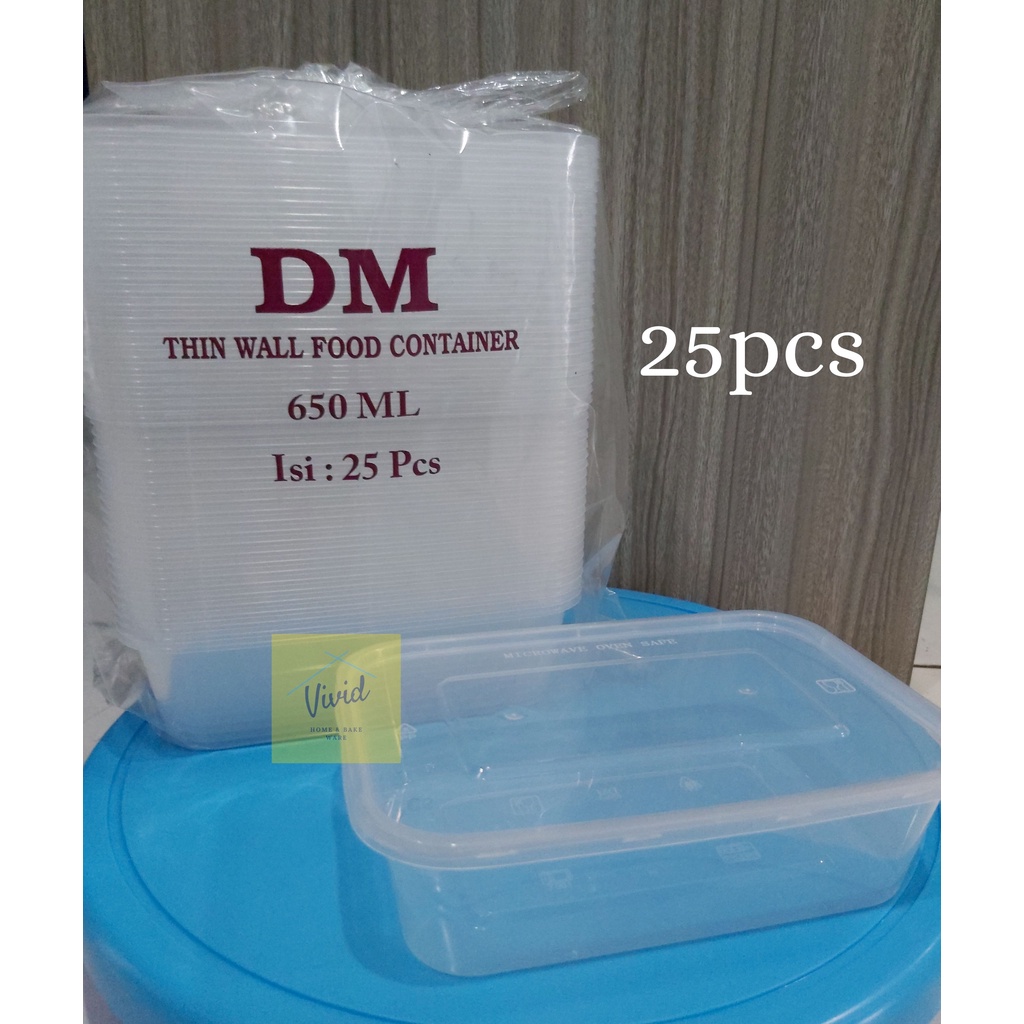 Jual Thinwall Kotak Persegi Panjang DM 650 ml - Kotak Makan ANTI PECAH