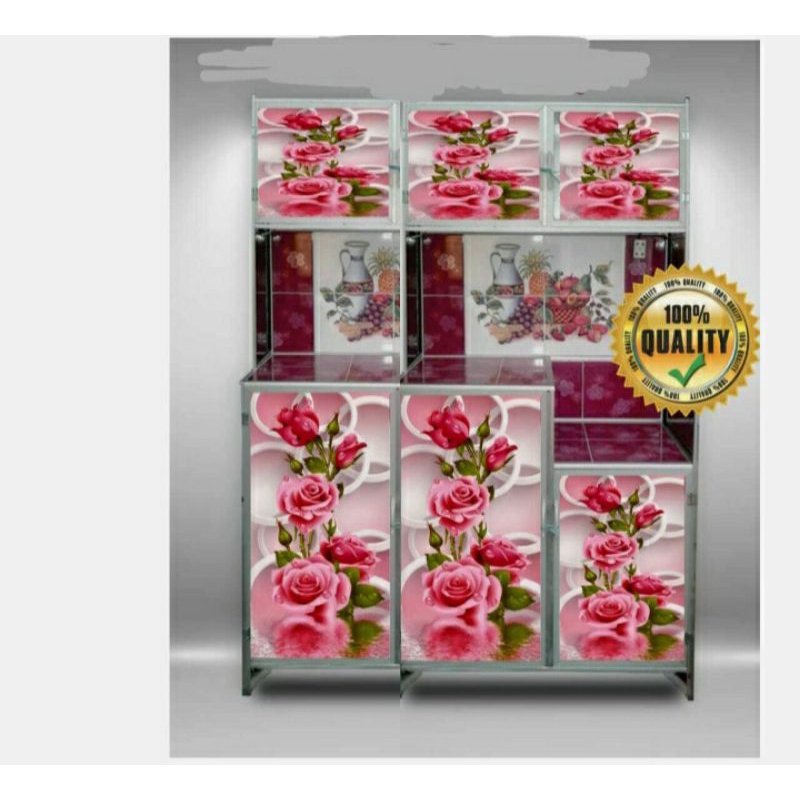 Jual Sticker Rak Piring, untuk ukuran Enam pintu, Motif Bunga | Shopee ...