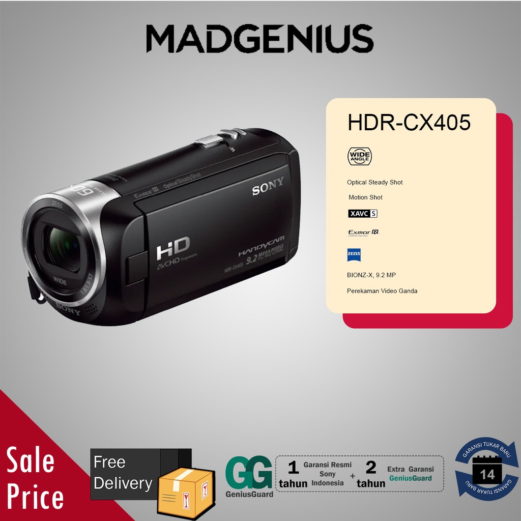 Jual SONY HDRCX405 / Handycam CX405 dengan sensor CMOS Exmor R