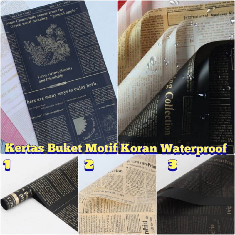 Jual Pcs Waterproof Wrapping Flower Paper Waterproof English Newspaper Kertas Kado Anti Air