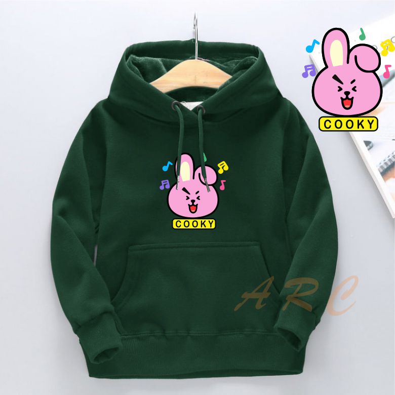 COOKY Jaket Sweater Hoodie anak BTS BT21 Flecce Tebal Sweater Anak laki  laki perempuan
