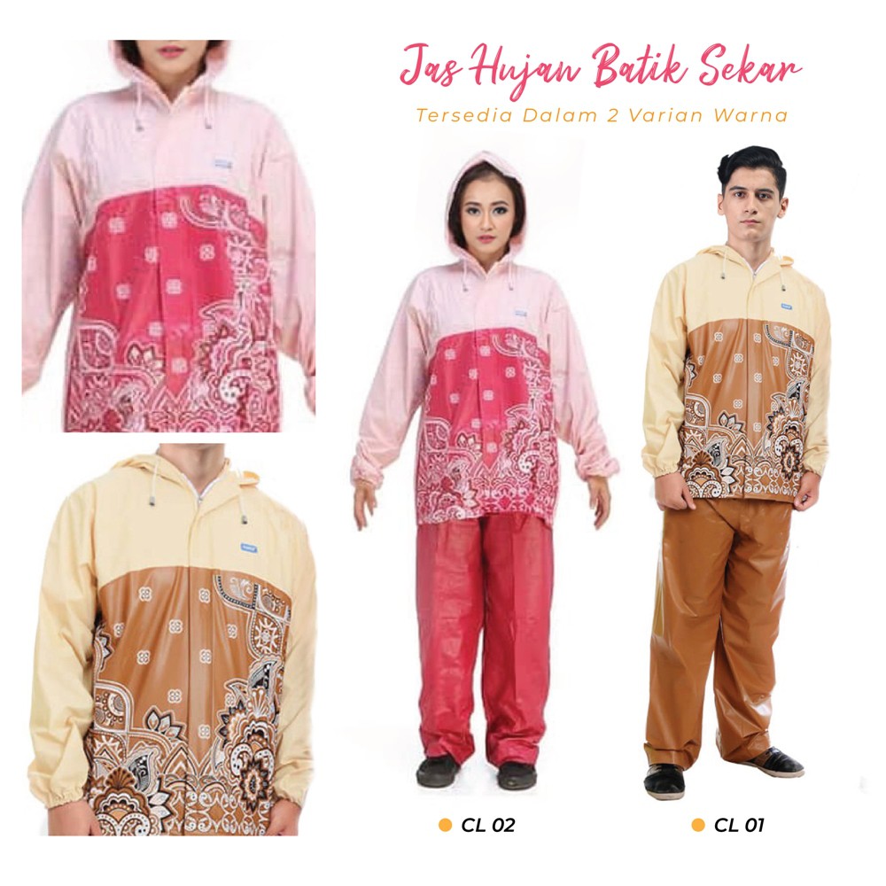 Jual Jas Hujan Motif Batik Tebal Rapi tdk transparan Raincoat Baju ...