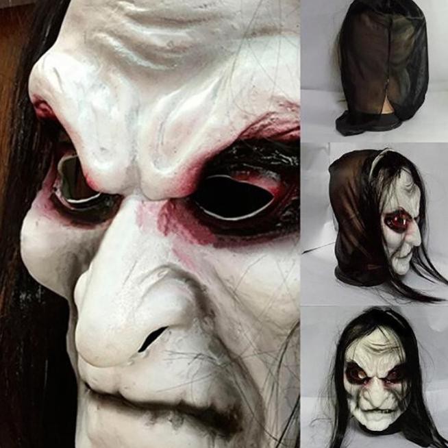 Jual Topeng Nenek Sihir Mak Lampir Keriput Latex Seram Halloween Mask