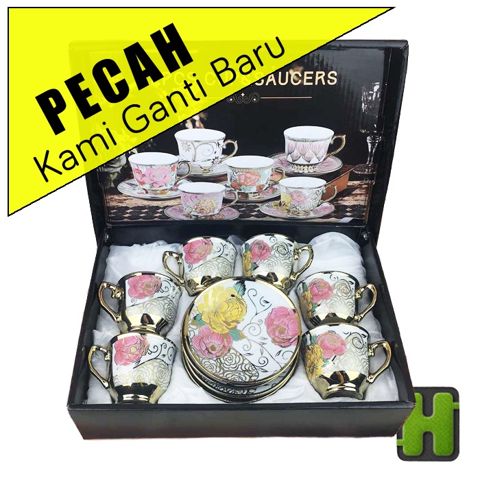 Jual Ty34df Cangkir Teko Keramik Piring Lepek Tatakan Kecil Mini Set 6 In 1 Tea Cup Teh Kopi 6508