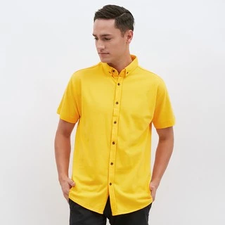M231 Kemeja Pria Cotton Pique Pendek Kuning 1793I
