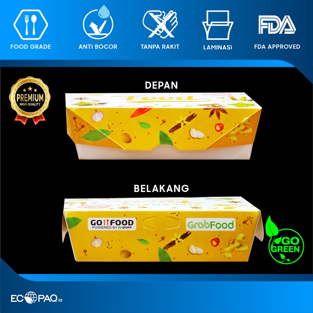 Jual Lunch Box Paper FOOD Series - KUNING - (50 pcs) | Shopee Indonesia