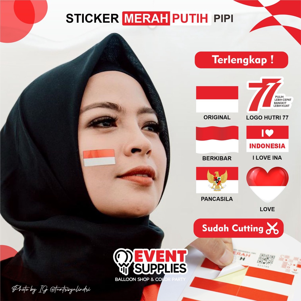 Jual 10pcs I LOVE YOU STICKER PIPI HUT RI BENDERA MERAH PUTIH BENDERA