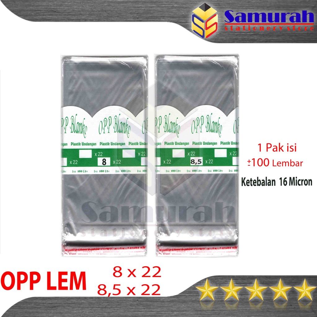 Jual Plastik OPP Lem Seal 8 x 22 / 8,5 x 22cm tipis 16 micron isi 100 ...