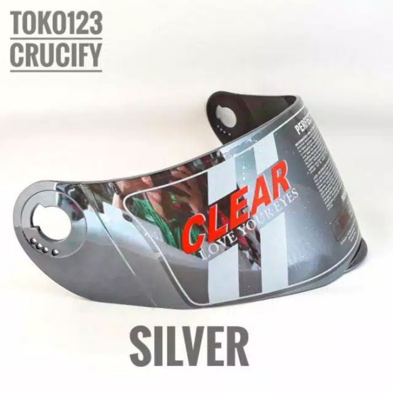 Jual Visor helm kaca helm KYT X rocket roket iridium silver / Pelangi