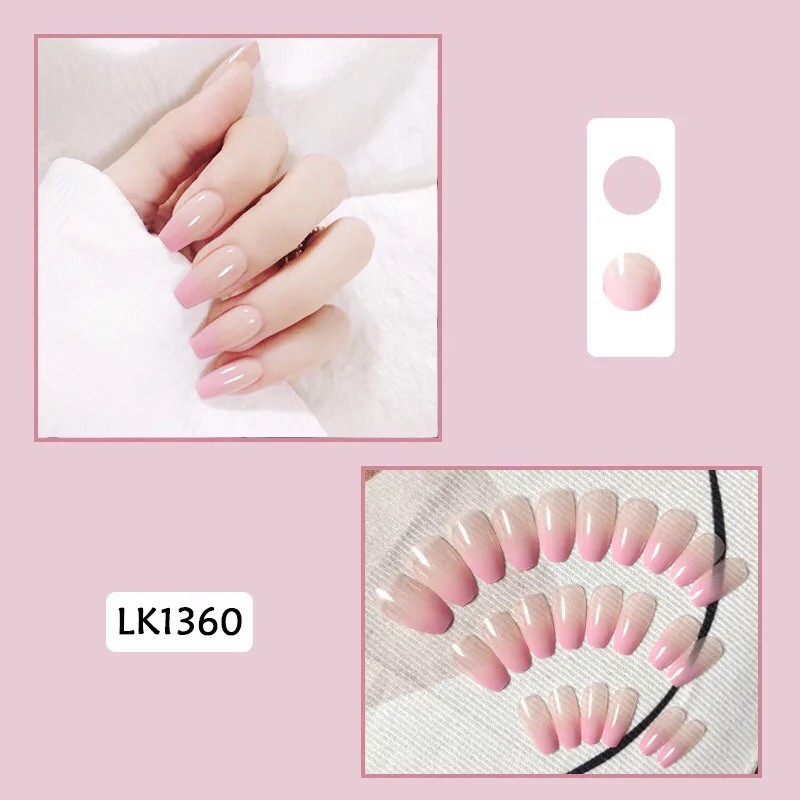 Jual Kuku Palsu Panjang Fake False Nails Coffin Lk1360 Gradasi Pink