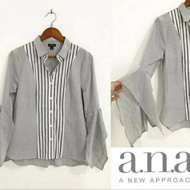 Jual Baju branded kemeja lengan panjang A.N.A flutter button down shirt ...