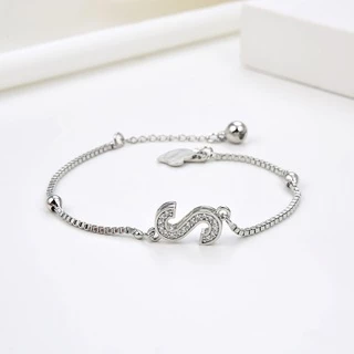 HYL JEWELRY Couple gelang titanium huruf wanita nama murah korea fashion abjad karat selamanya anti inisial couple rantai asli silver putih set pasangan air perempuan premium selamanya a sampai z 100b