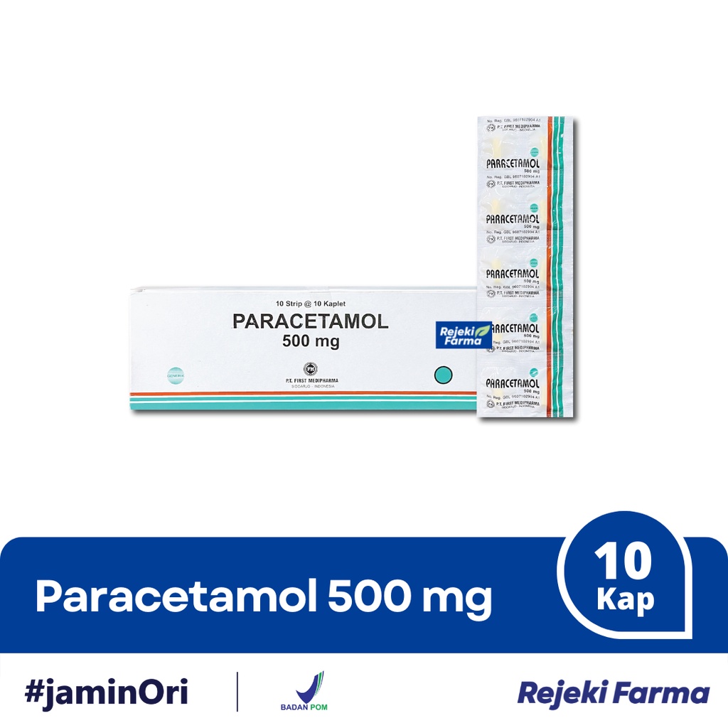 Jual Paracetamol 500 Mg 1 Strip isi 10 Kaplet Pereda Nyeri dan Demam
