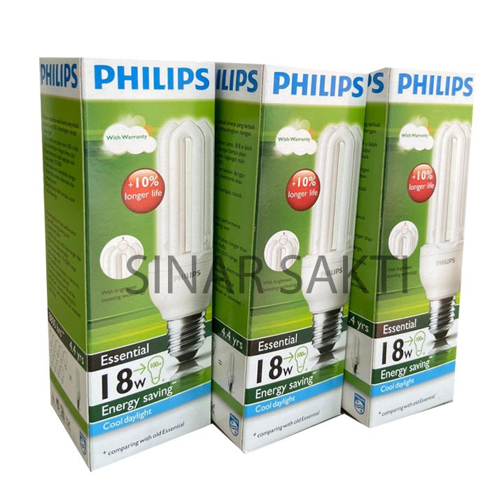 Jual Philips Lampu Essential 18 Watt (Bundling 3 Pcs) CDL / WW E27 18w ...