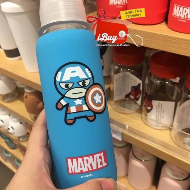 Jual Miniso Captain America Botol Minum Rubber Case Soft Baby Skin Blue ...