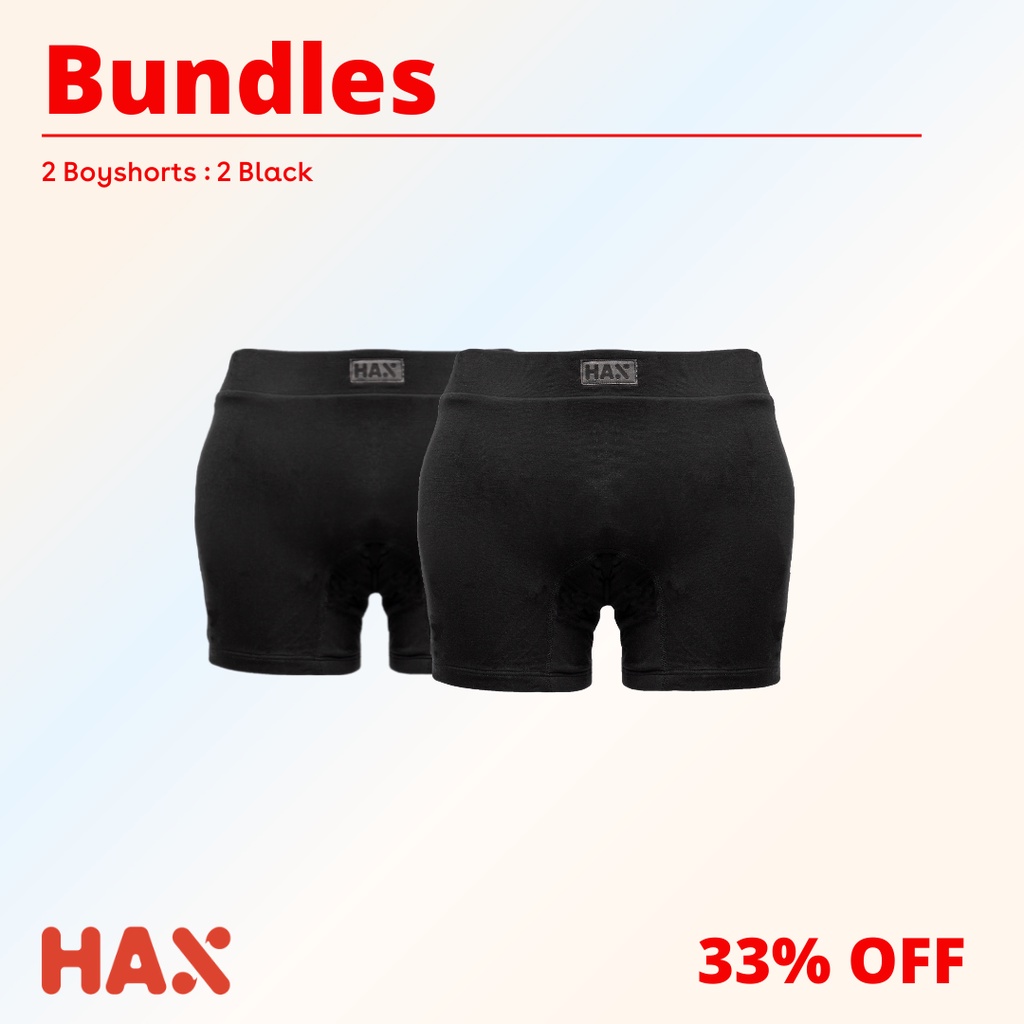 Jual BUNDLE HAX 2 2 HEAVY DUTY BOYSHORT! (ALL BLACK) Period Panties