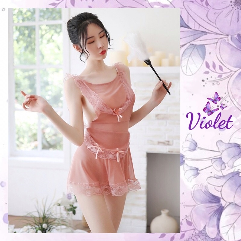 Jual Violet Lingerie Baju Tidur G String Sexy Pakaian Dalam Renda Transparan Erotis Maid