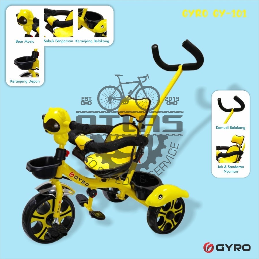Jual SEPEDA RODA TIGA GYRO 101 TANPA PAYUNG | Shopee Indonesia