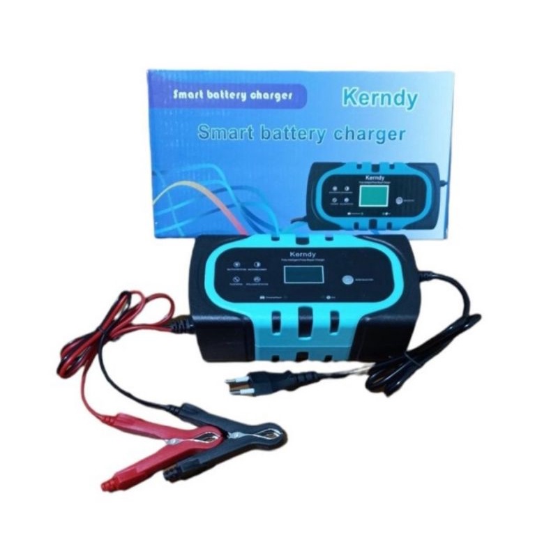 Jual KERNDY Charger Aki Mobil Truk LCD Layar 12V 20AH-120AH Otomatis