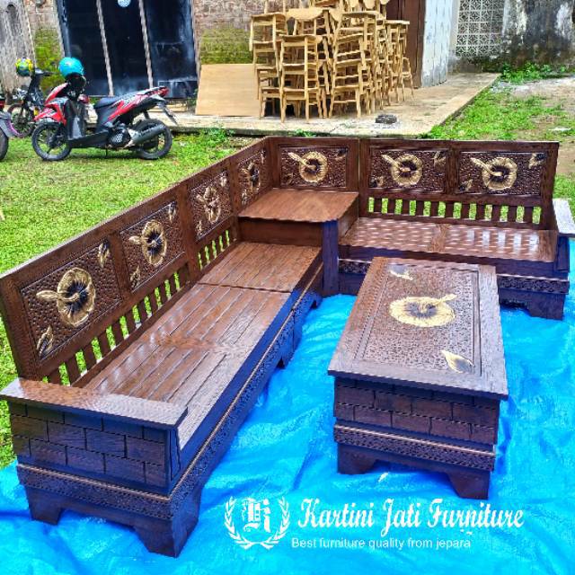 Jual Kursi tamu kayu jati kursi sofa jati murah kursi sudut kayu jati