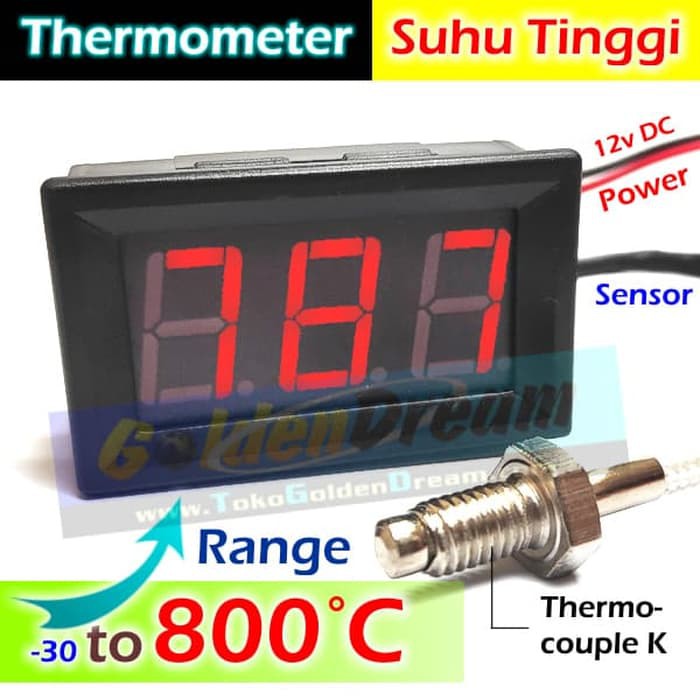 Jual High Temp Thermometer Suhu Tinggi 12v LED Sensor Thermocouple K ...