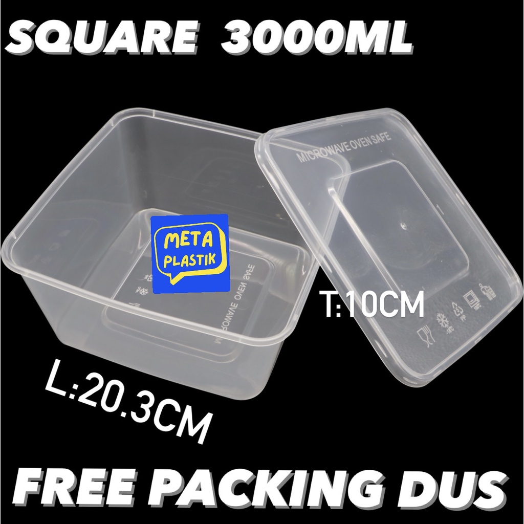 Jual 25 Pcs Kotak Makan Square 3000ml Kotak 3000 Ml Food Container