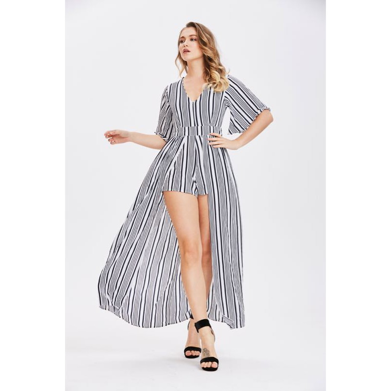 Striped maxi outlet romper