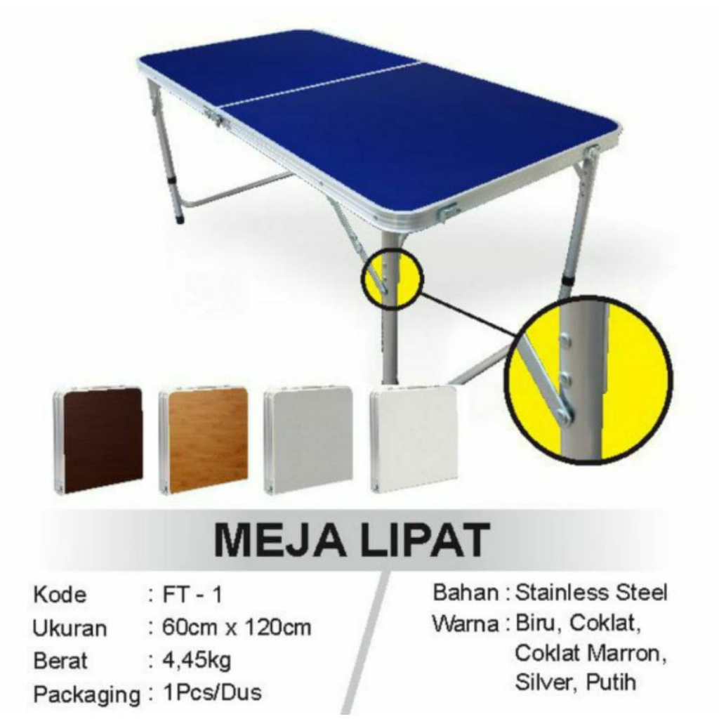 Jual MEJA LIPAT KOPER HPL ALUMINIUM-MEJA LIPAT PORTABLE - KAKI BULAT ...