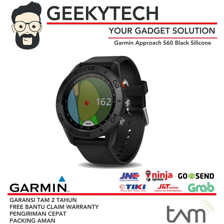 Garmin Approach S60 Golf Watch Black Silicone Garansi TAM