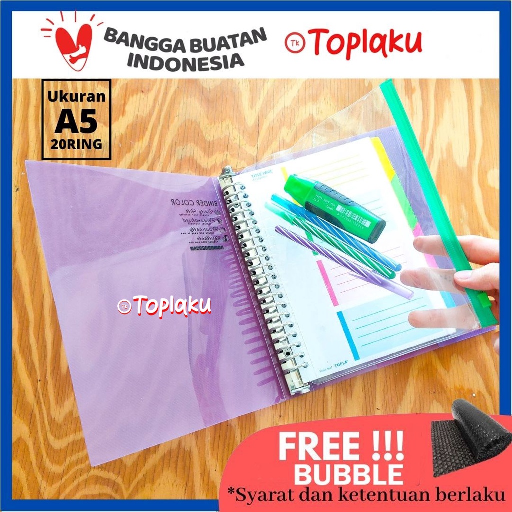 Jual Topla Map Zipper Pocket Binder A5 20 Ring Plastik Dokumen Document