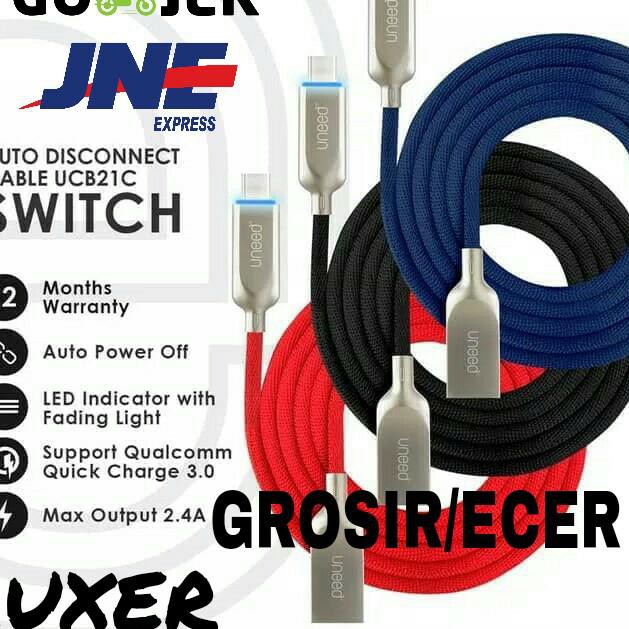 Jual UNEED Switch Auto Disconnect Kabel Data Usb Type C with QC 3.0